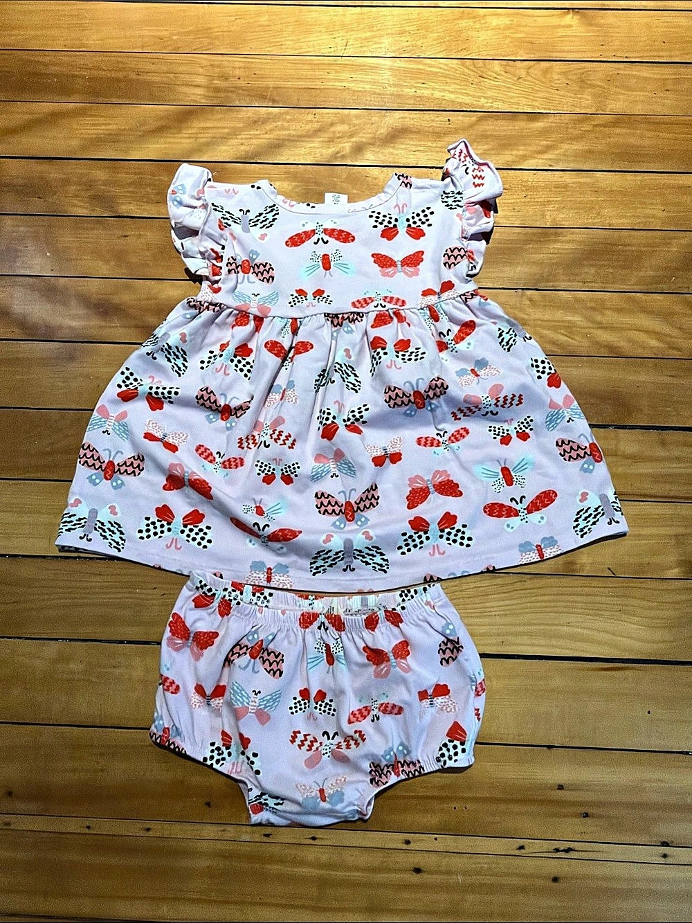 Tucker + Tate Baby Girls Butterfly Print Dress Set 9M black red purple white cut